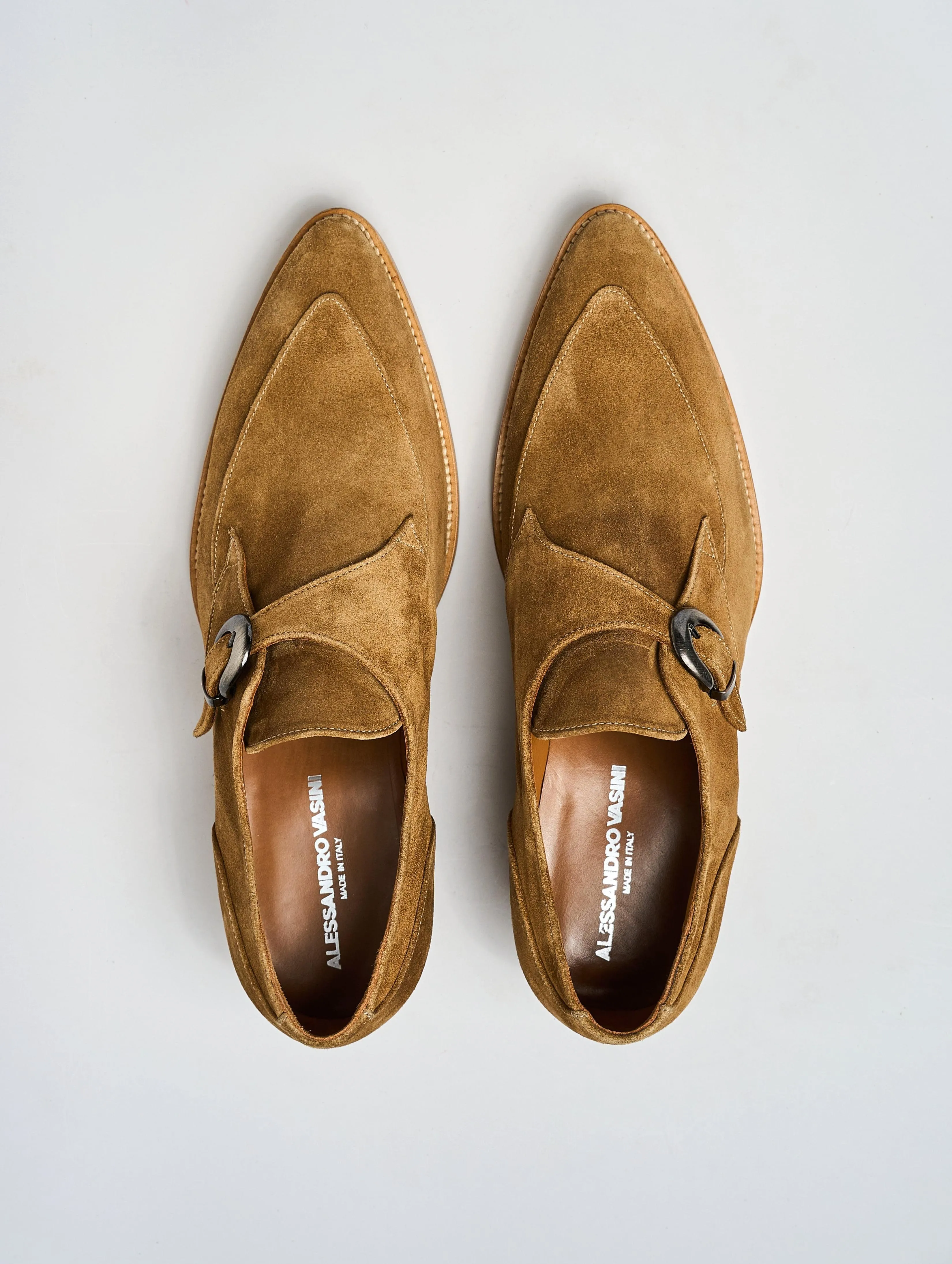 ADRIAN 30MM MONK-STRAP IN TOBACCO SUEDE