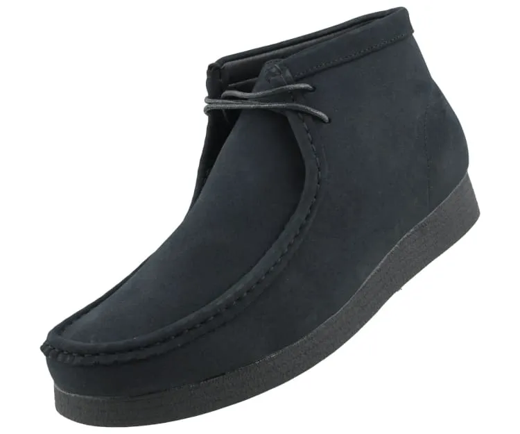 Amali Jason2 Men's Black Vegan Suede High Top Wallabee Boots