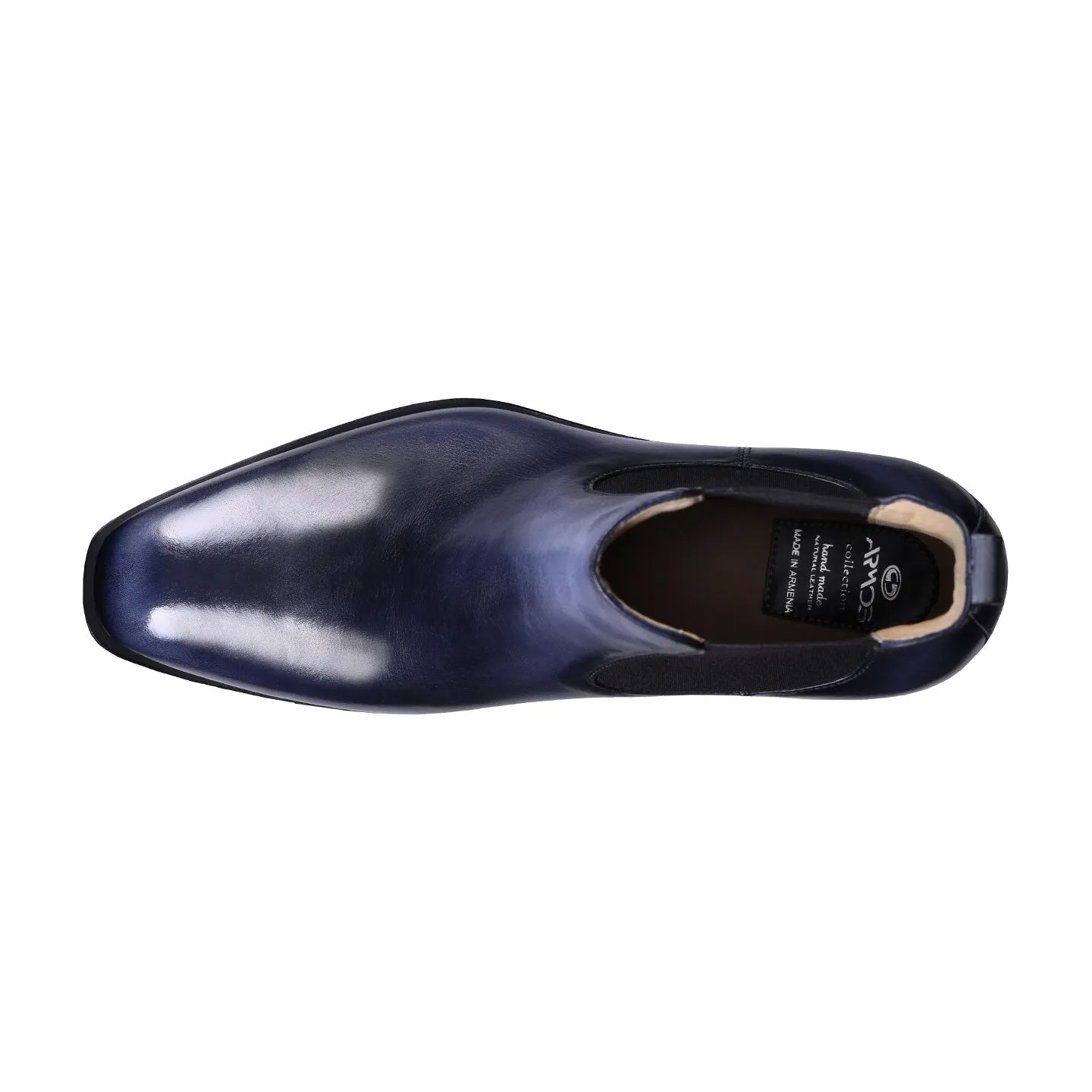 Blue Patina Leather Chelsea Boots
