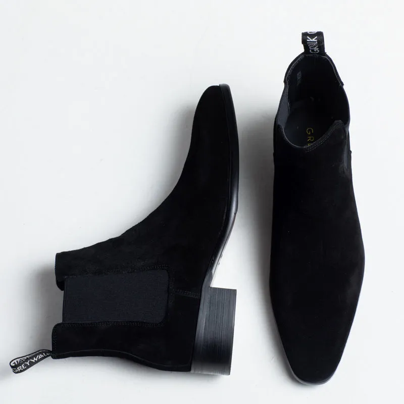 Byron High Heel Boot - Suede Black