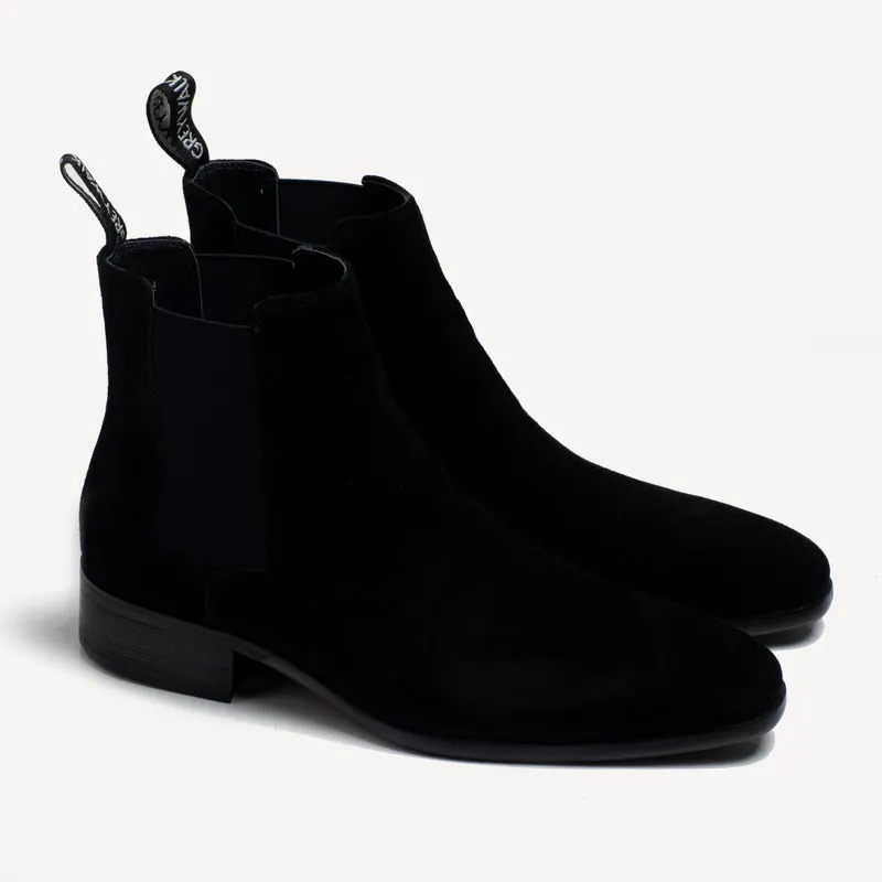 Byron High Heel Boot - Suede Black