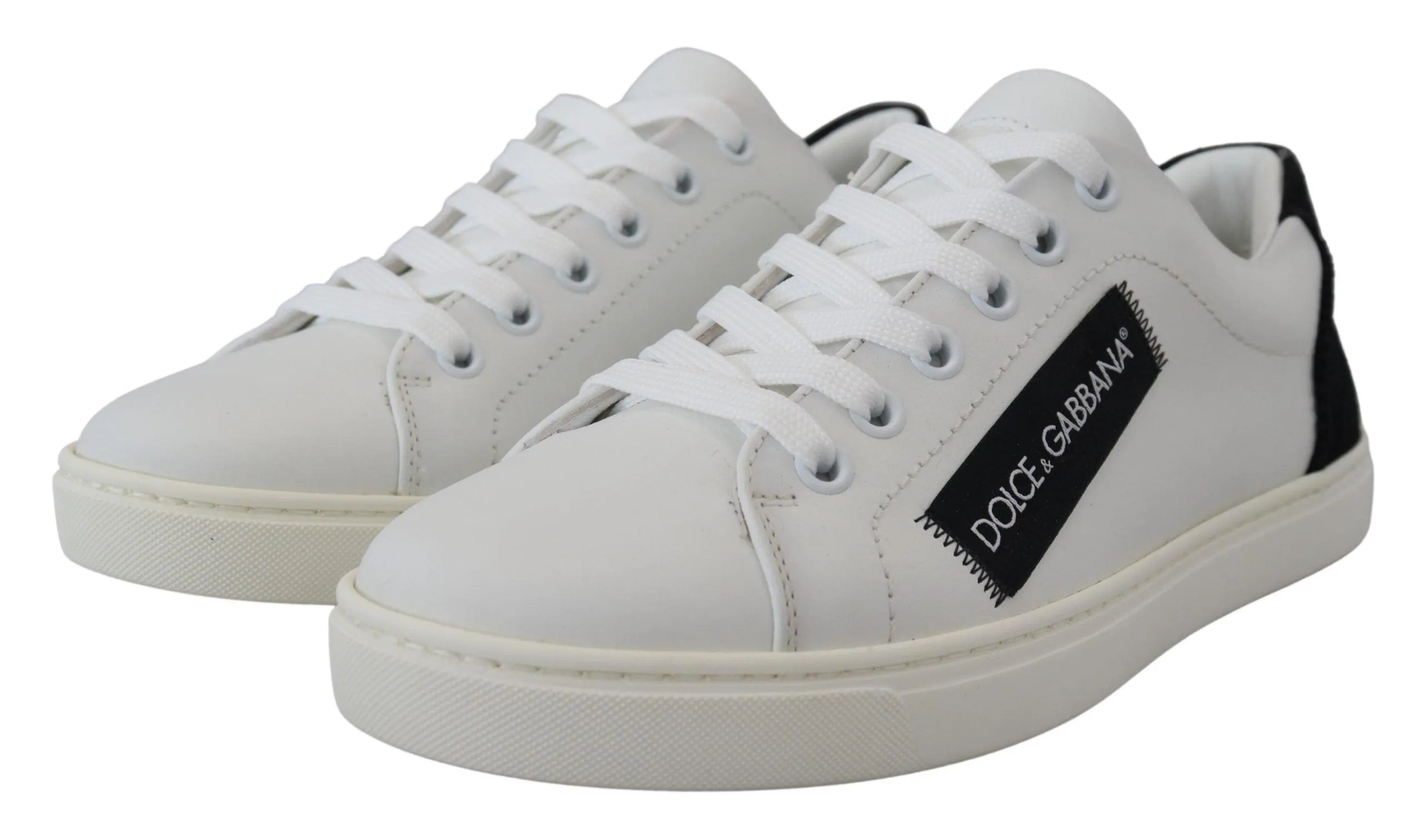 Dolce & Gabbana White Black Women Classic Sneakers Shoes