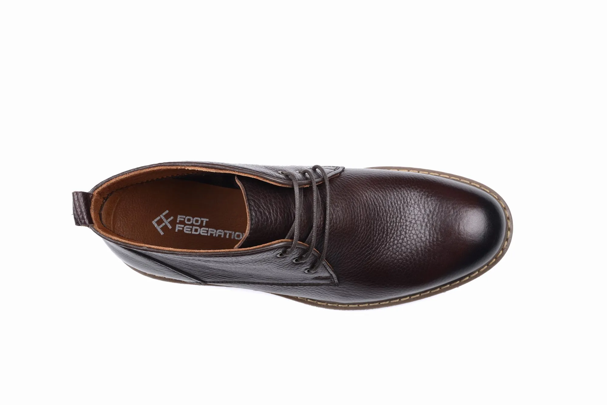 FOOT FEDERATION CHUKKA PLAIN-TOE MID-TOP MENS BOOT BROWN