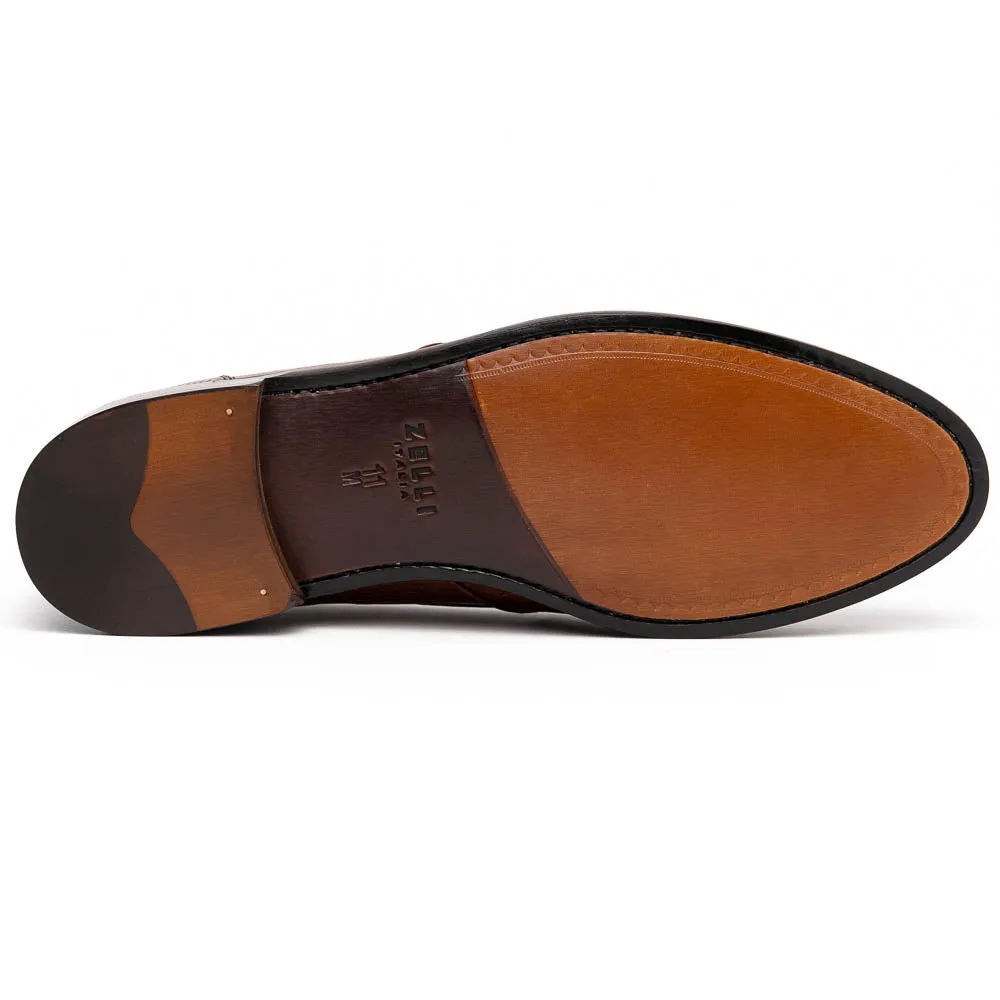 Franco Teju Lizard Tassel Loafer in Cognac by Zelli Italia