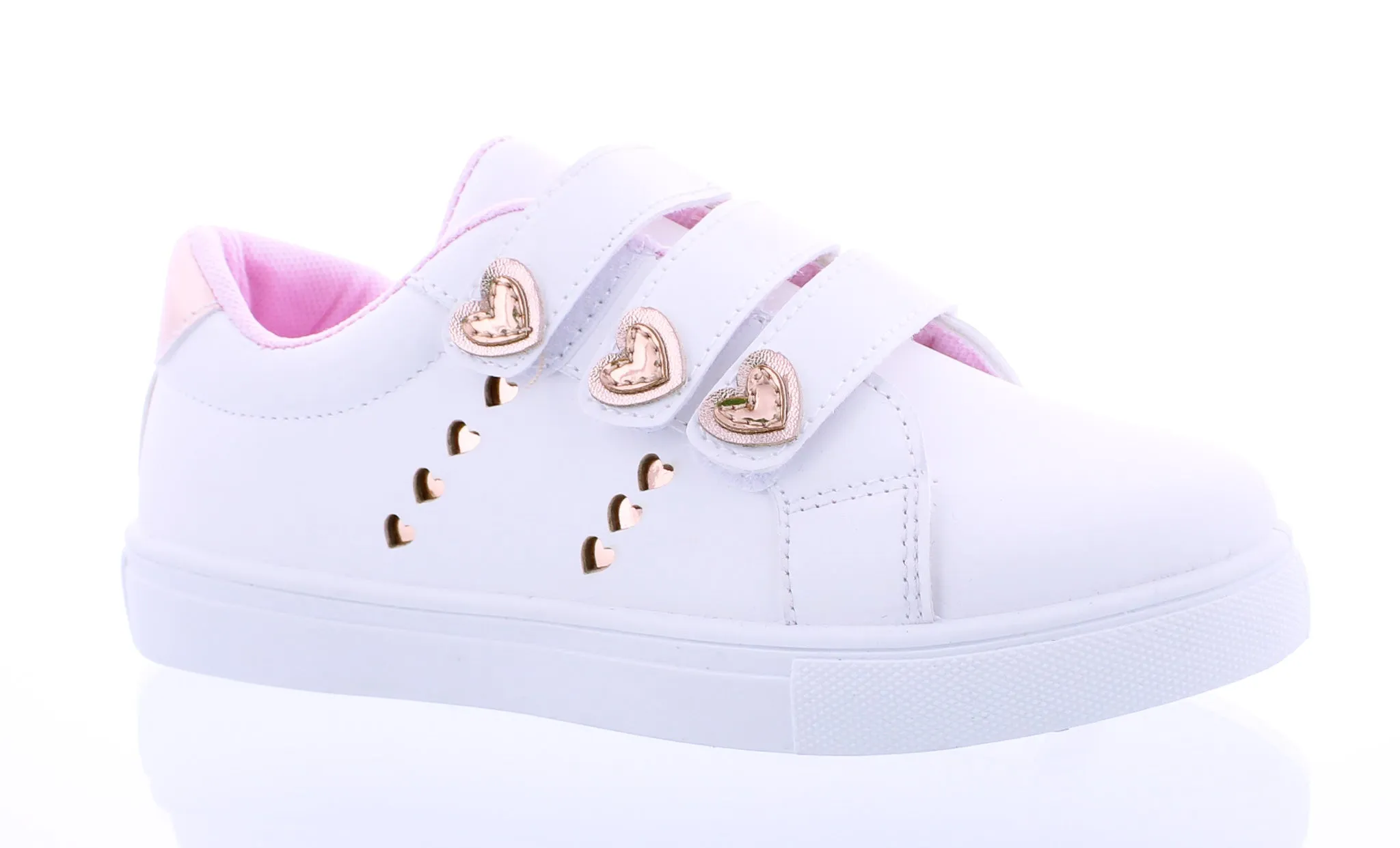 Girls Hearts Velcro Strap Sneaker