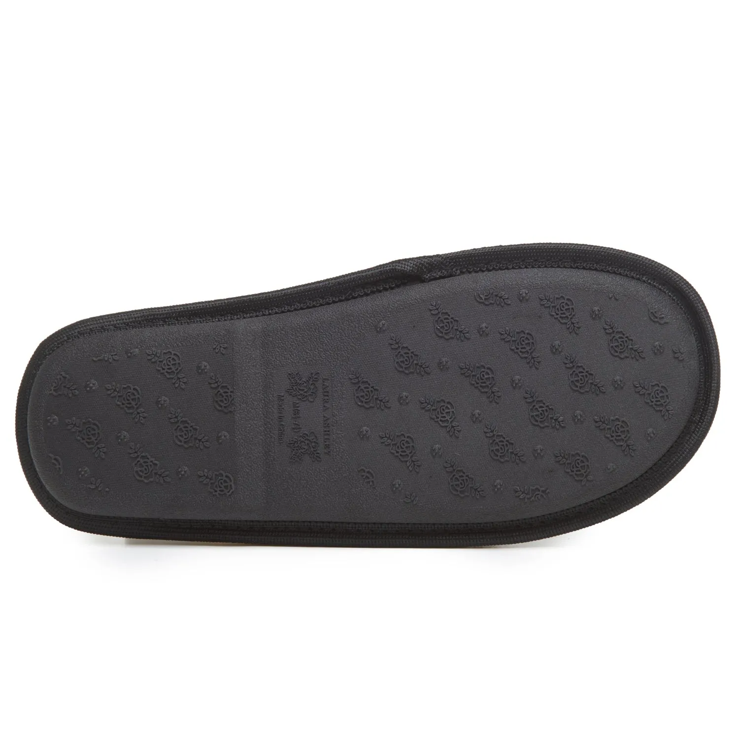 Laura Ashley Women's Embroidered Hearts Micro Terry Scuff Slippers with Bow Details | Soft and Warm House Slippers with Cushioned Insole for Ladies