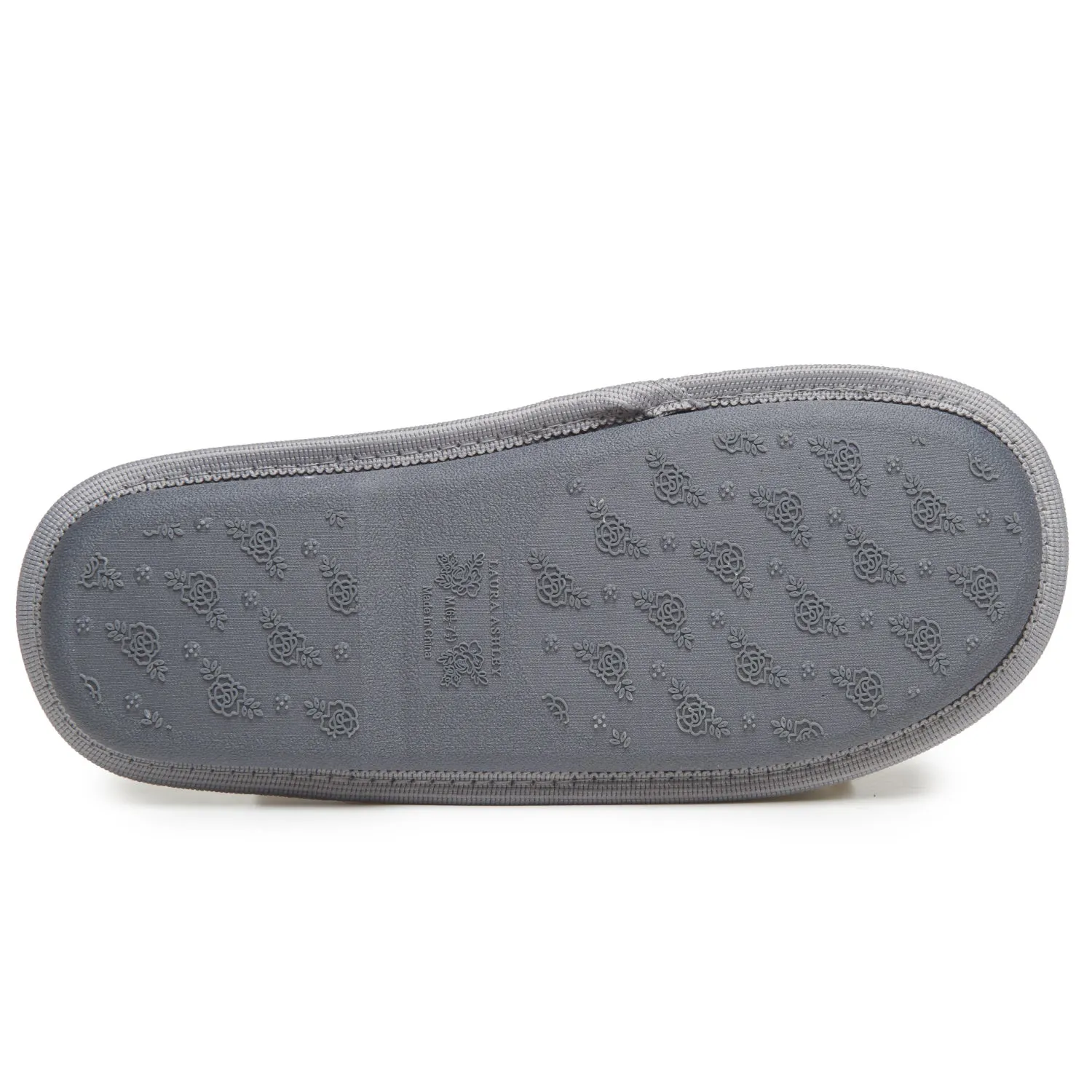 Laura Ashley Women's Embroidered Hearts Micro Terry Scuff Slippers with Bow Details | Soft and Warm House Slippers with Cushioned Insole for Ladies