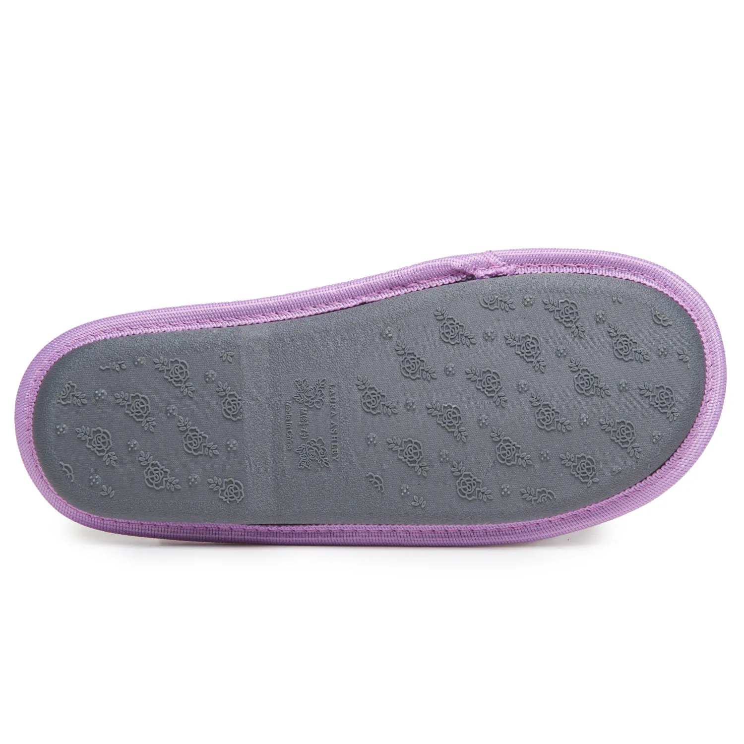 Laura Ashley Women's Embroidered Hearts Micro Terry Scuff Slippers with Bow Details | Soft and Warm House Slippers with Cushioned Insole for Ladies