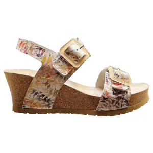Lissia Printed Leather Women's Wedge Sandals