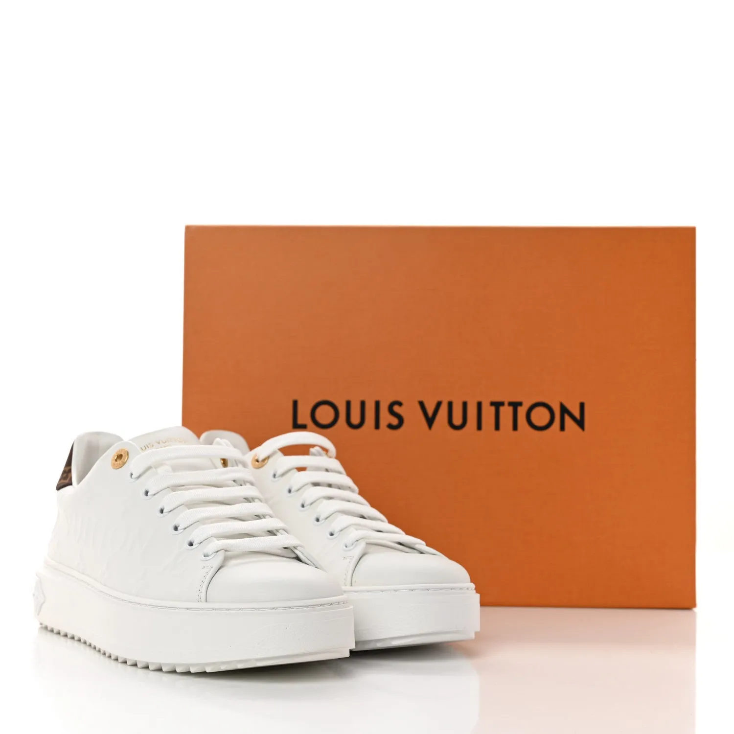 LOUIS VUITTON EMBOSSED MONOGRAM LAMBSKIN LEATHER TIMEOUT SNEAKERS