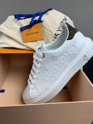 LOUIS VUITTON EMBOSSED MONOGRAM LAMBSKIN LEATHER TIMEOUT SNEAKERS