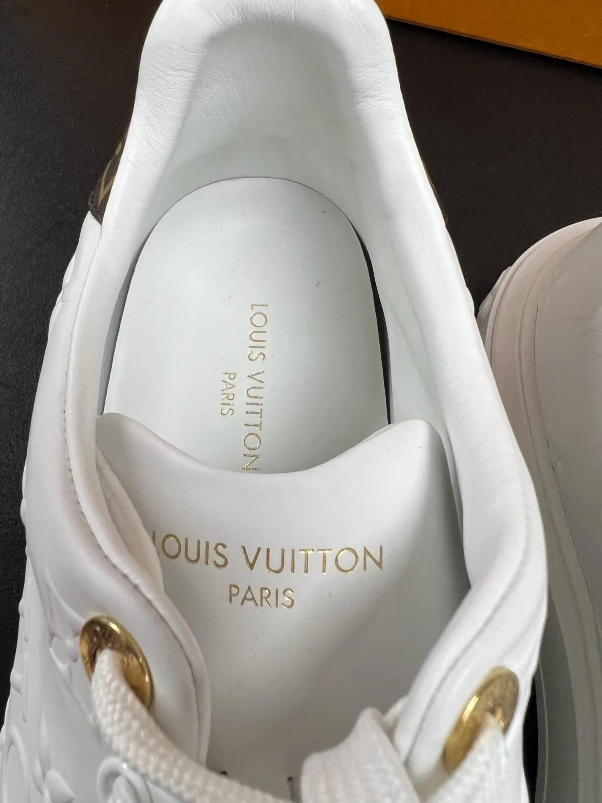 LOUIS VUITTON EMBOSSED MONOGRAM LAMBSKIN LEATHER TIMEOUT SNEAKERS
