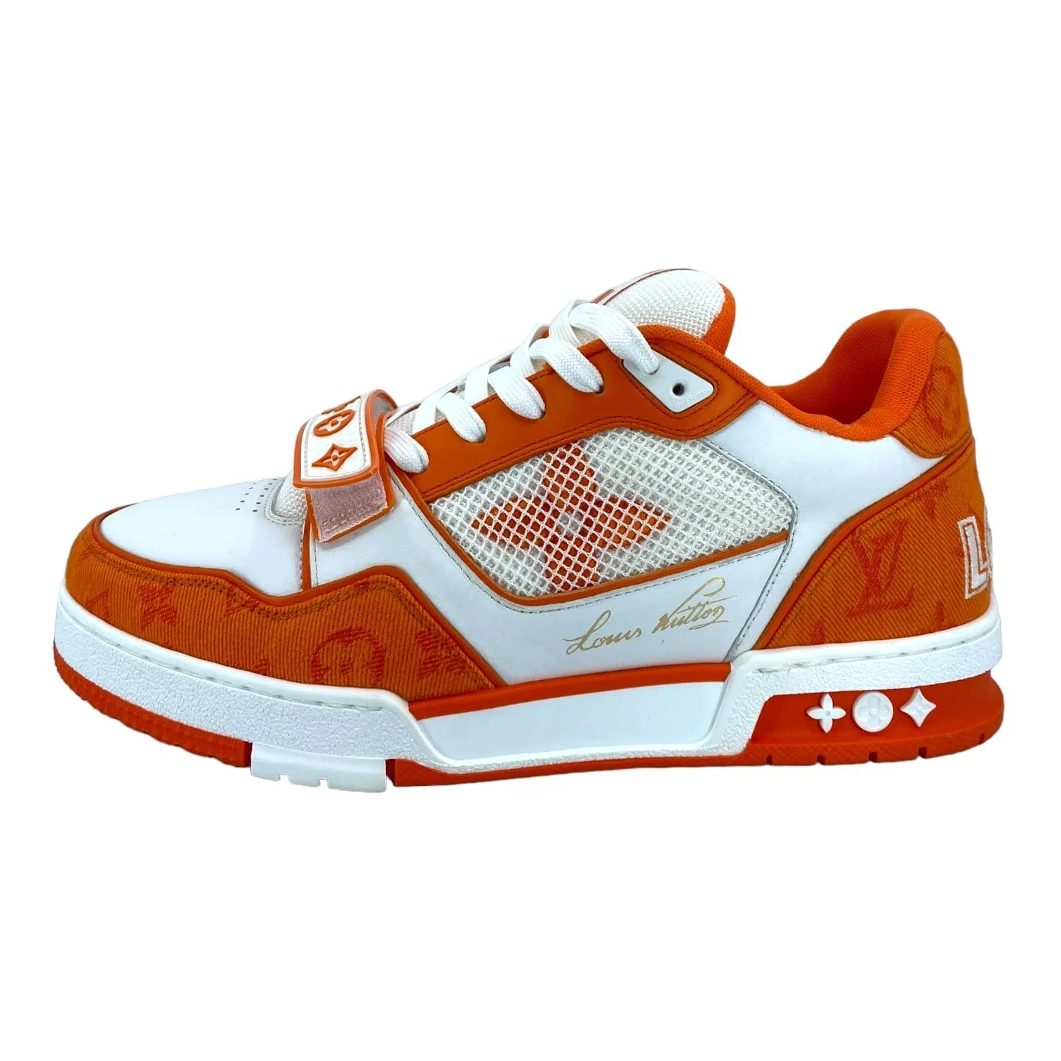 Louis Vuitton LV Trainer Strap Monogram Denim Orange White