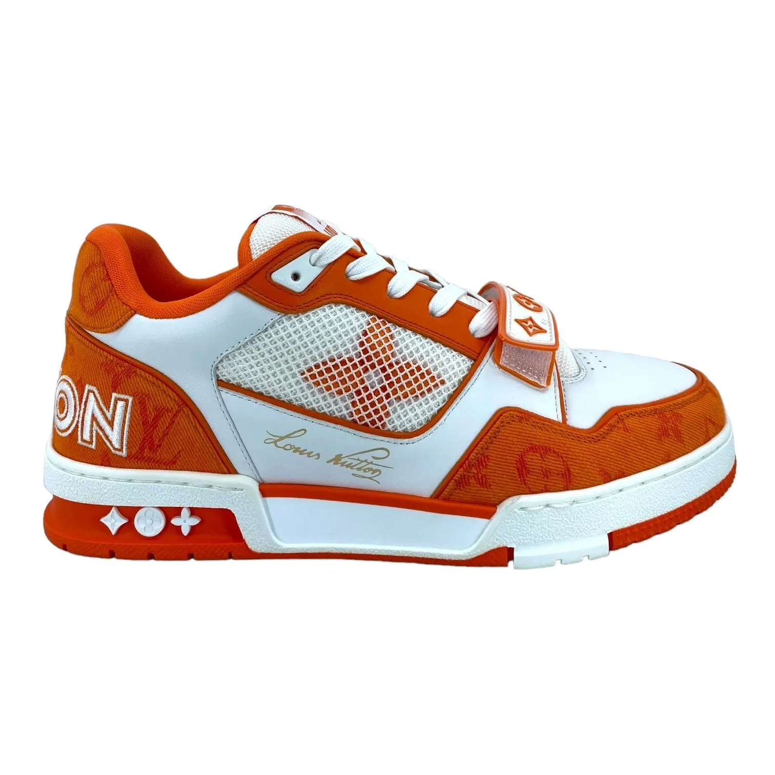 Louis Vuitton LV Trainer Strap Monogram Denim Orange White