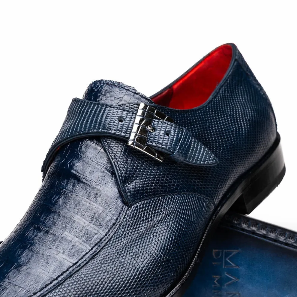 Marco Di Milano Toluca Men's Shoes Exotic Lizard / Crocodile Single Monk-Strap Loafers (MDM1126)