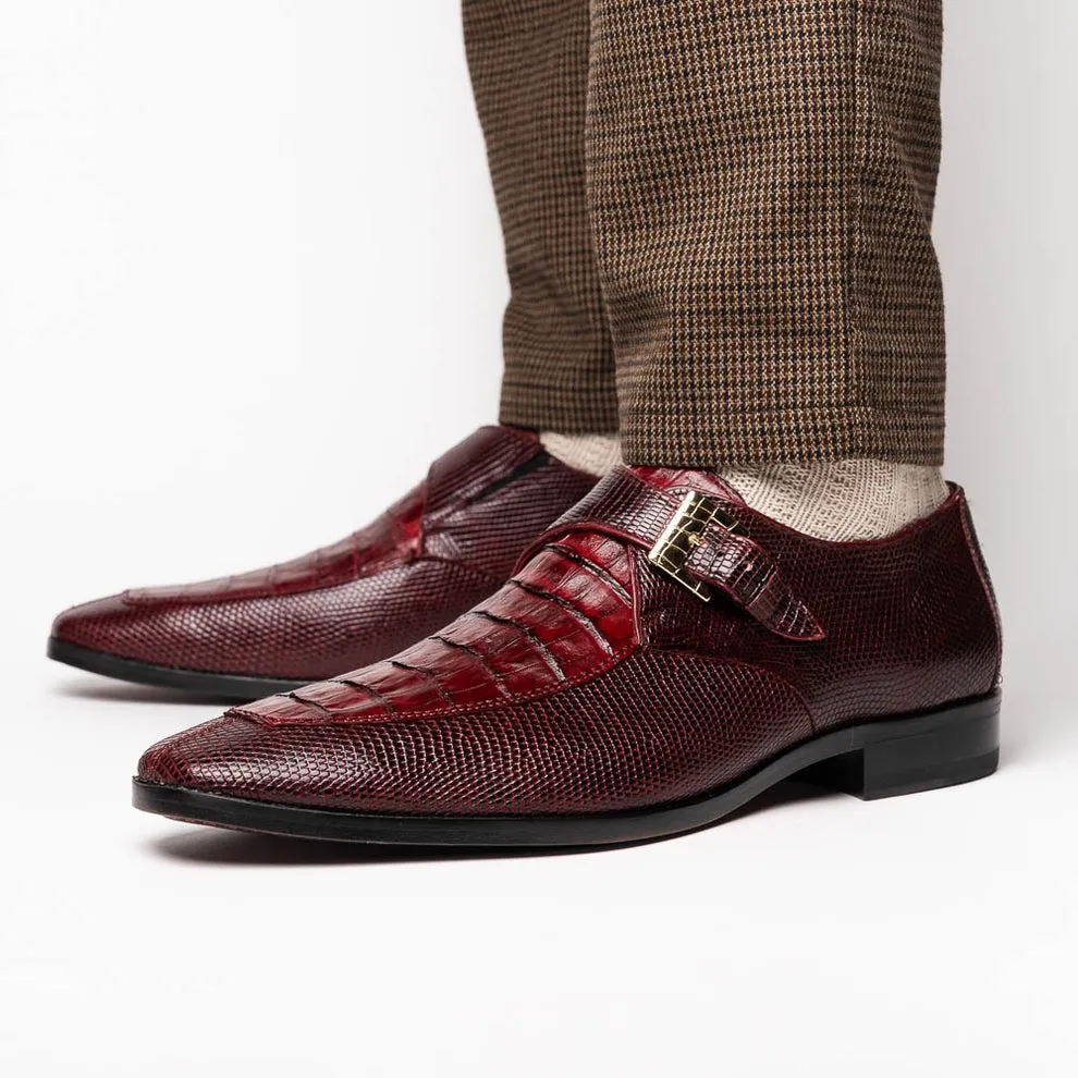 Marco Di Milano Toluca Men's Shoes Exotic Lizard / Crocodile Single Monk-Strap Loafers (MDM1126)