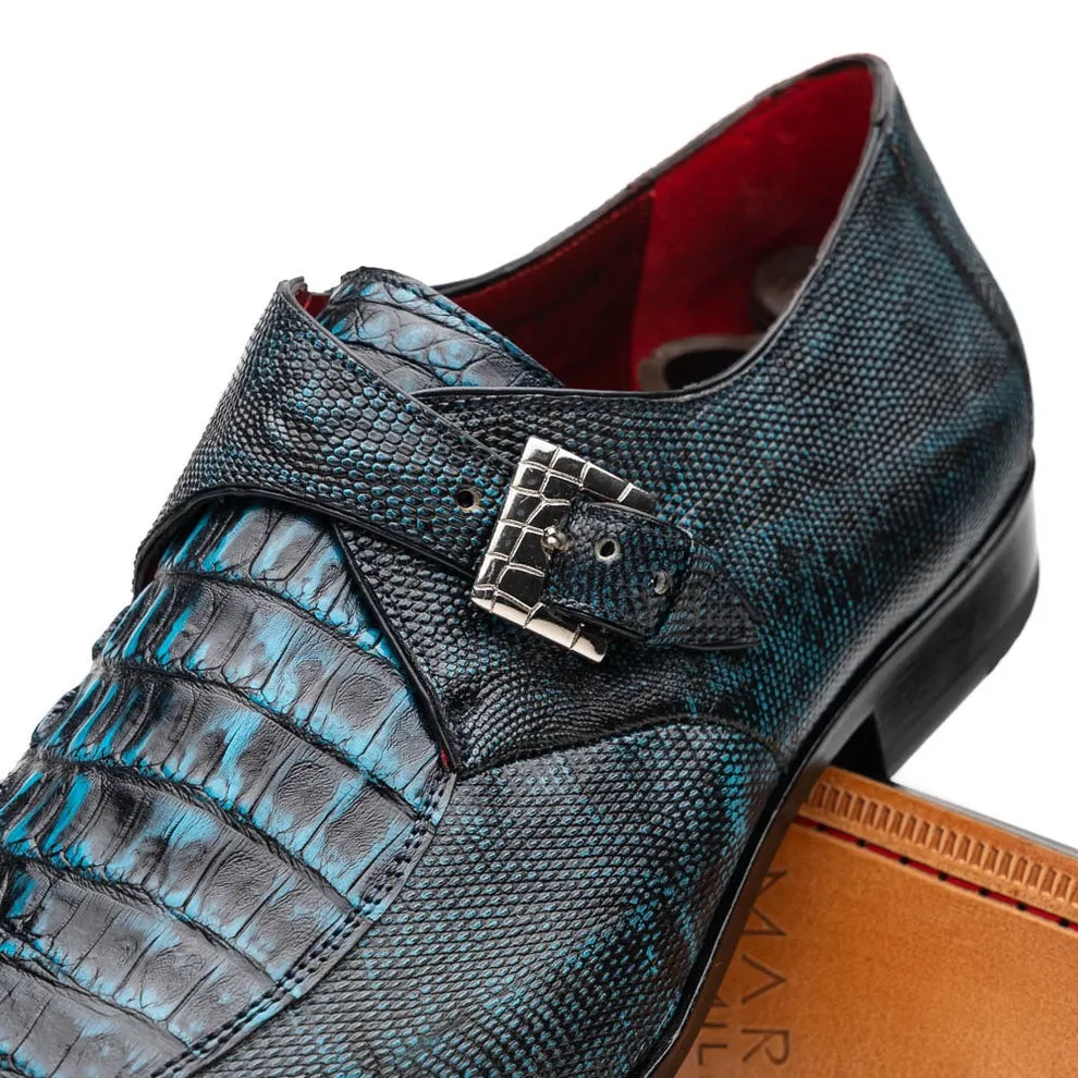 Marco Di Milano Toluca Men's Shoes Exotic Lizard / Crocodile Single Monk-Strap Loafers (MDM1126)