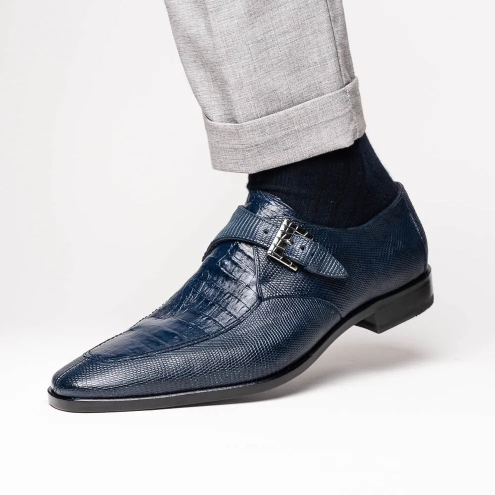 Marco Di Milano Toluca Men's Shoes Exotic Lizard / Crocodile Single Monk-Strap Loafers (MDM1126)