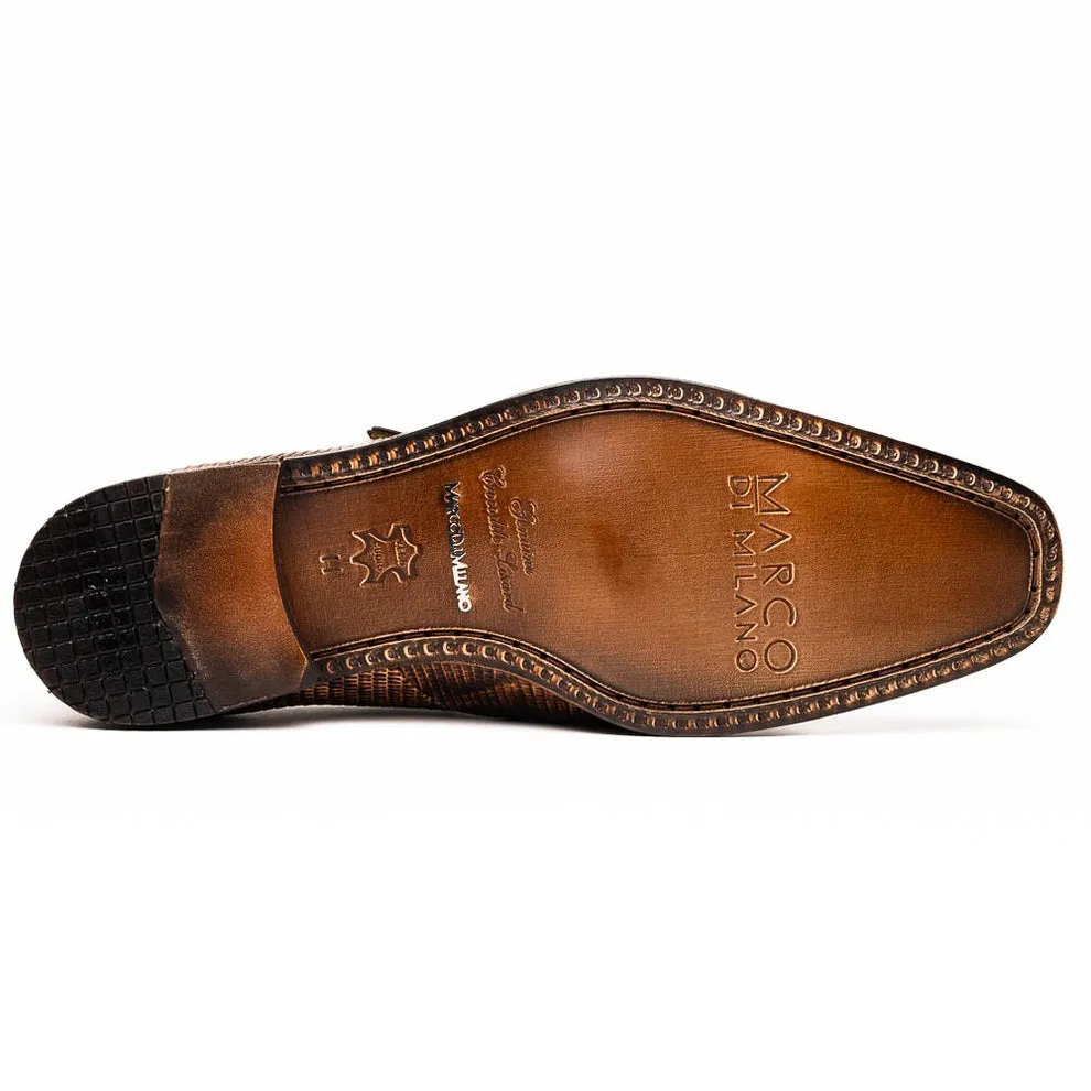 Marco Di Milano Toluca Men's Shoes Exotic Lizard / Crocodile Single Monk-Strap Loafers (MDM1126)