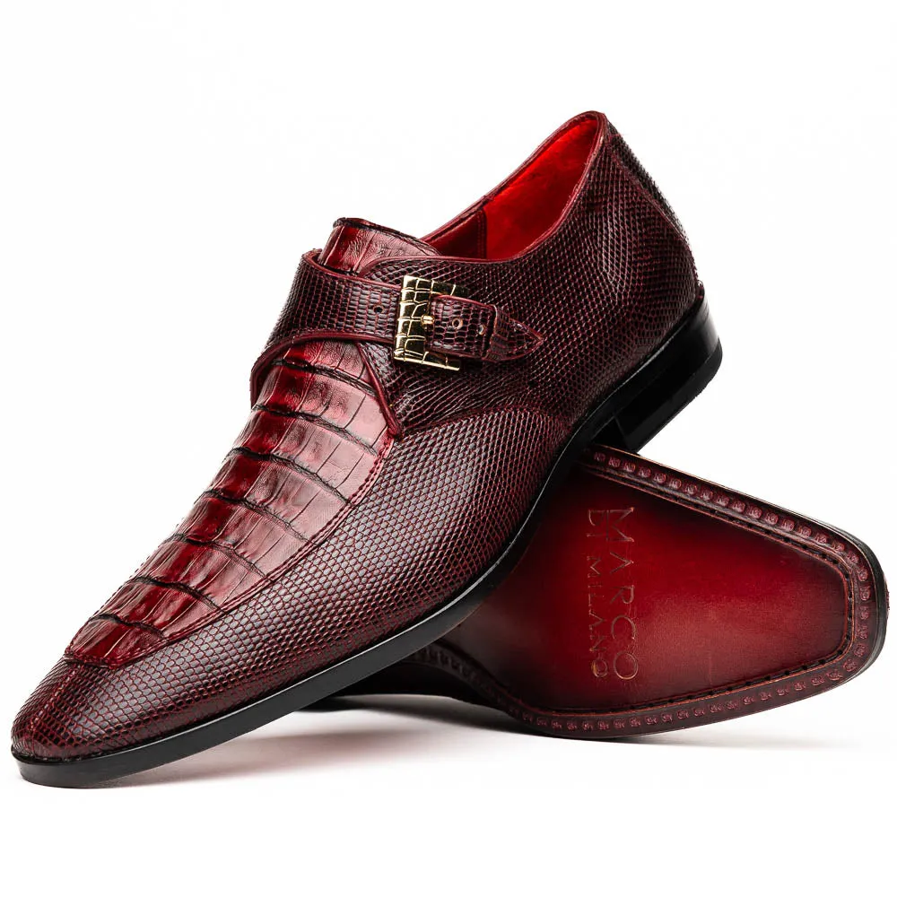 Marco Di Milano Toluca Men's Shoes Exotic Lizard / Crocodile Single Monk-Strap Loafers (MDM1126)