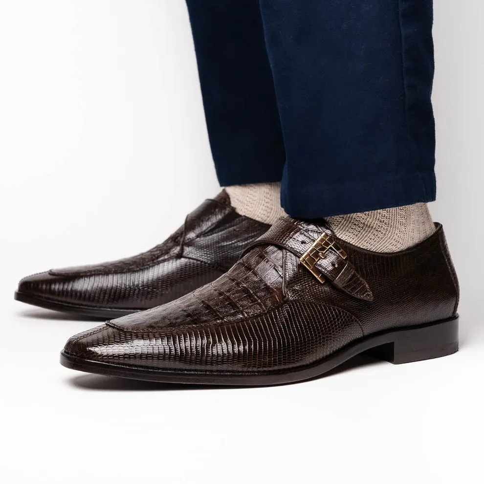 Marco Di Milano Toluca Men's Shoes Exotic Lizard / Crocodile Single Monk-Strap Loafers (MDM1126)