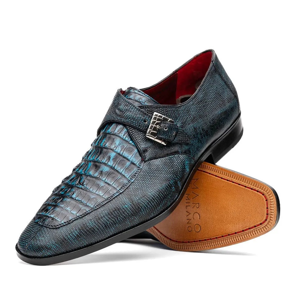 Marco Di Milano Toluca Men's Shoes Exotic Lizard / Crocodile Single Monk-Strap Loafers (MDM1126)