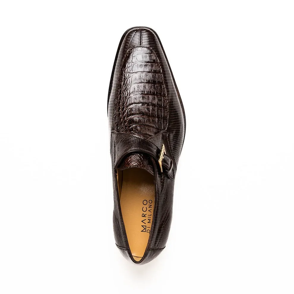 Marco Di Milano Toluca Men's Shoes Exotic Lizard / Crocodile Single Monk-Strap Loafers (MDM1126)