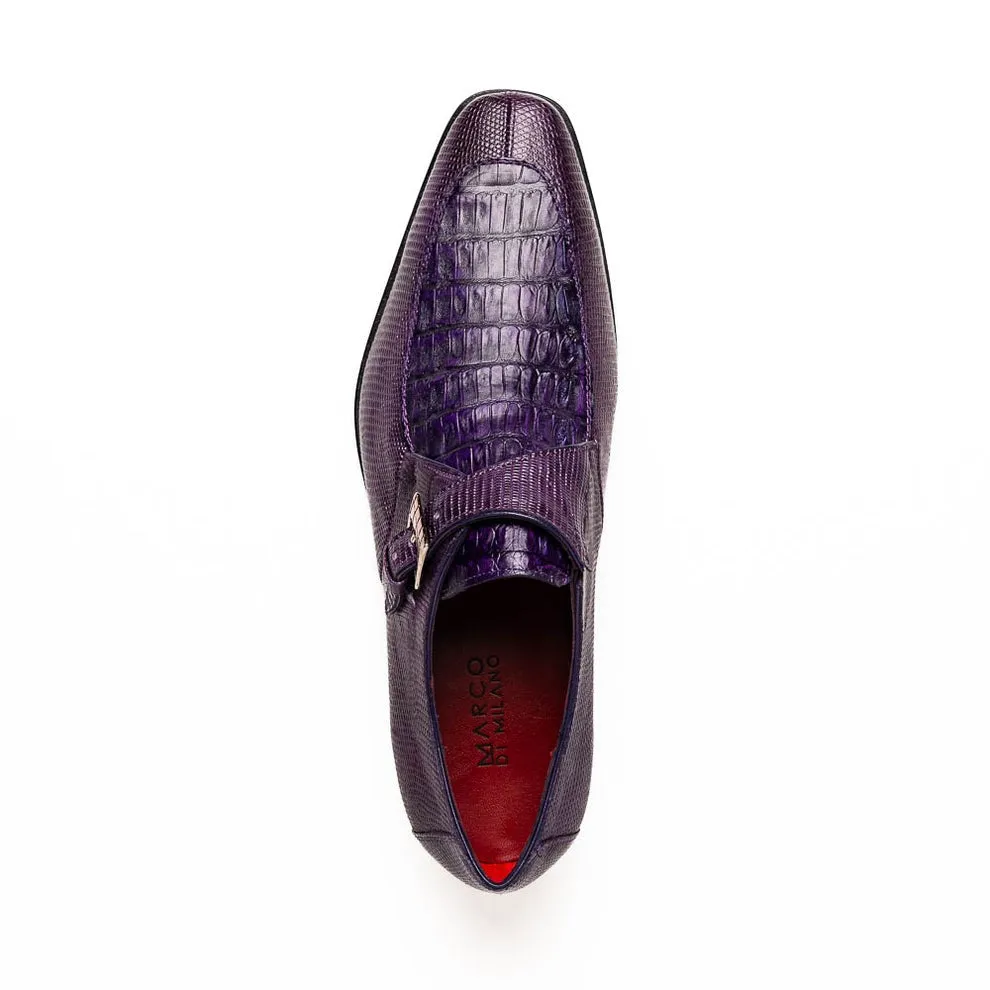 Marco Di Milano Toluca Men's Shoes Exotic Lizard / Crocodile Single Monk-Strap Loafers (MDM1126)