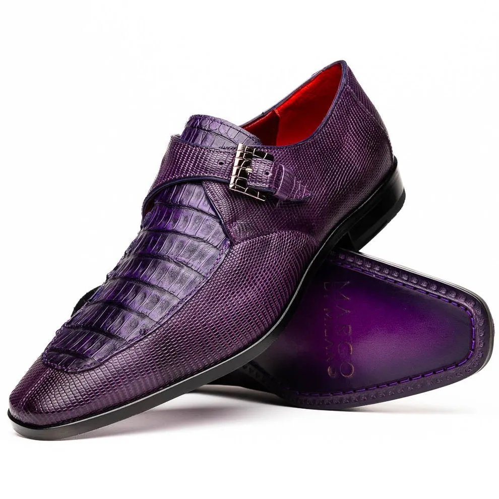 Marco Di Milano Toluca Men's Shoes Exotic Lizard / Crocodile Single Monk-Strap Loafers (MDM1126)