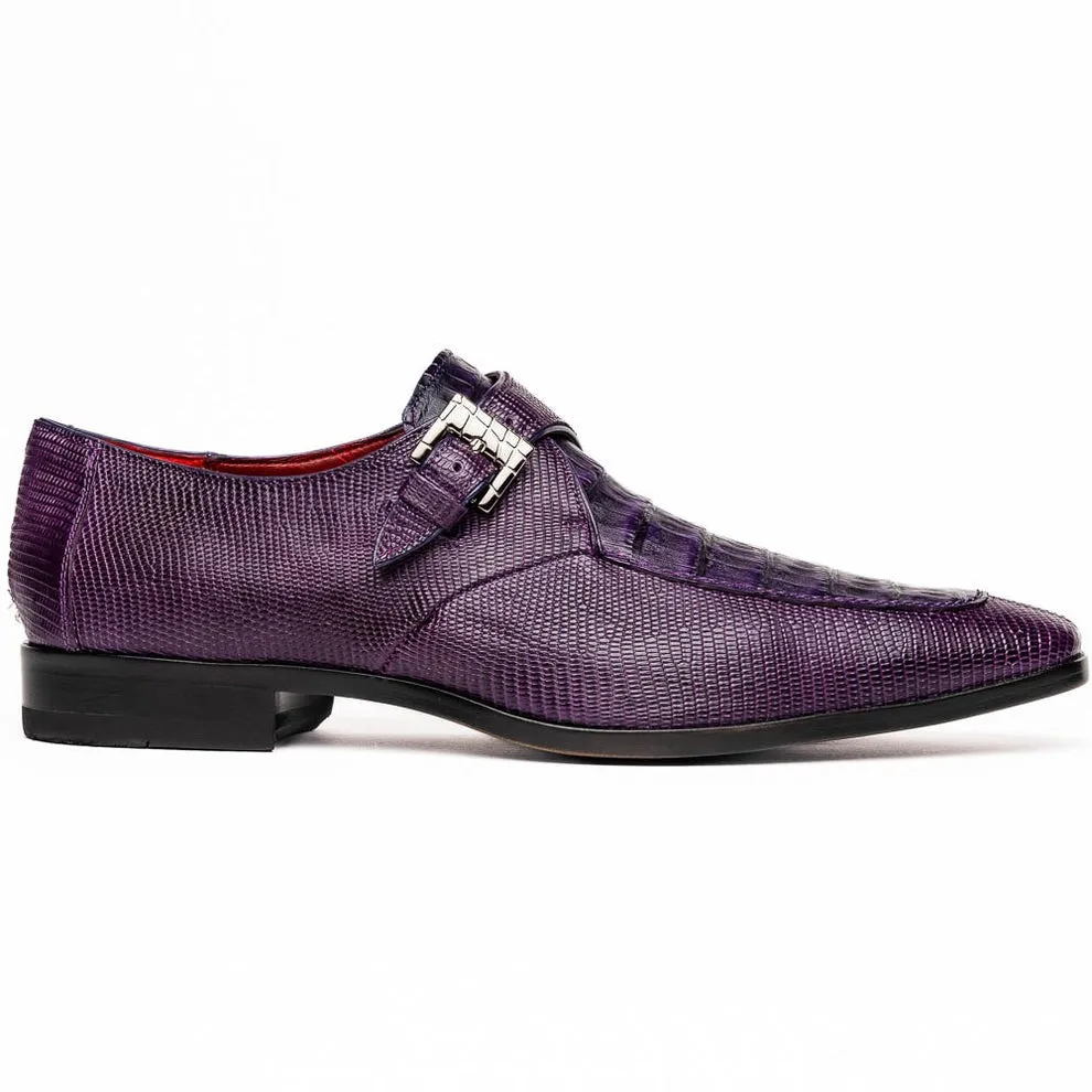 Marco Di Milano Toluca Men's Shoes Exotic Lizard / Crocodile Single Monk-Strap Loafers (MDM1126)
