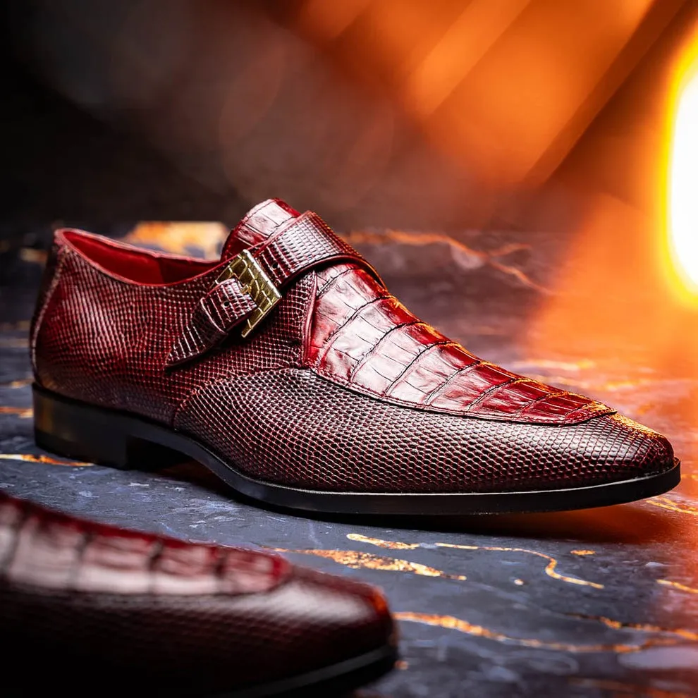 Marco Di Milano Toluca Men's Shoes Exotic Lizard / Crocodile Single Monk-Strap Loafers (MDM1126)