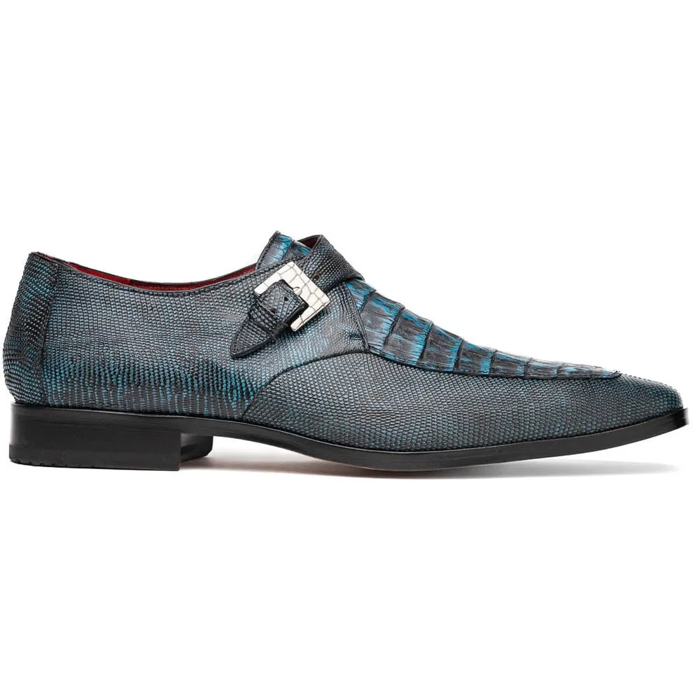 Marco Di Milano Toluca Men's Shoes Exotic Lizard / Crocodile Single Monk-Strap Loafers (MDM1126)