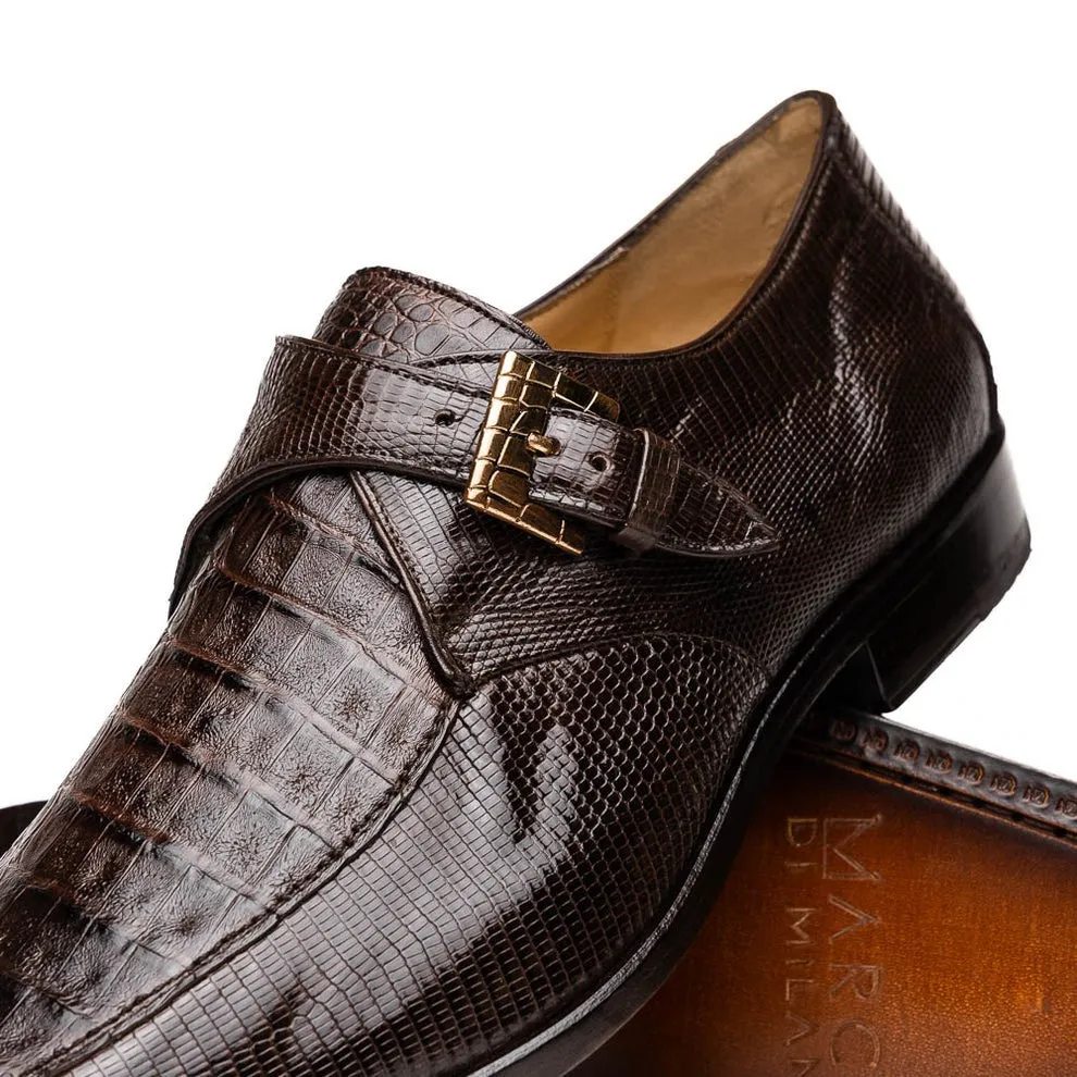 Marco Di Milano Toluca Men's Shoes Exotic Lizard / Crocodile Single Monk-Strap Loafers (MDM1126)