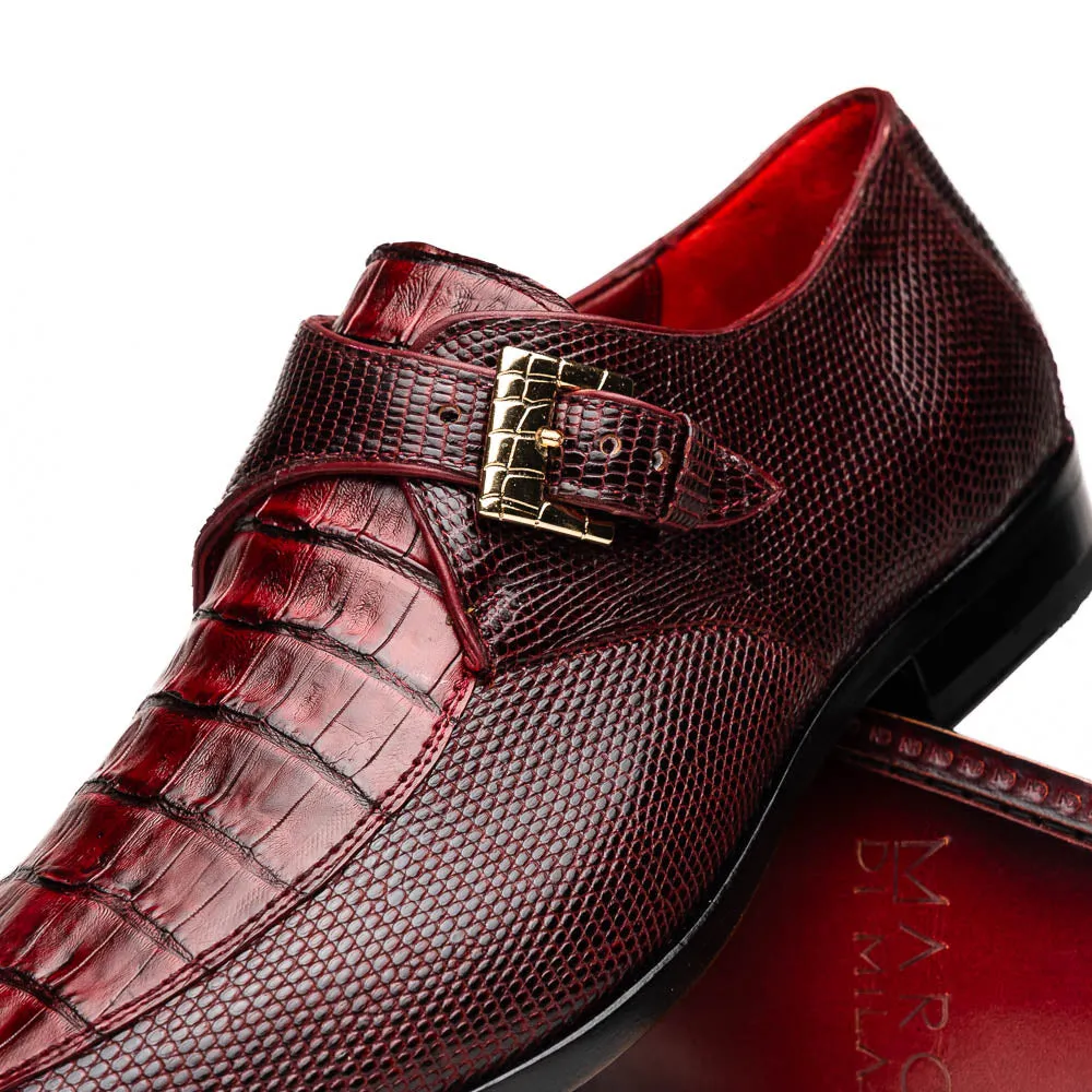 Marco Di Milano Toluca Men's Shoes Exotic Lizard / Crocodile Single Monk-Strap Loafers (MDM1126)