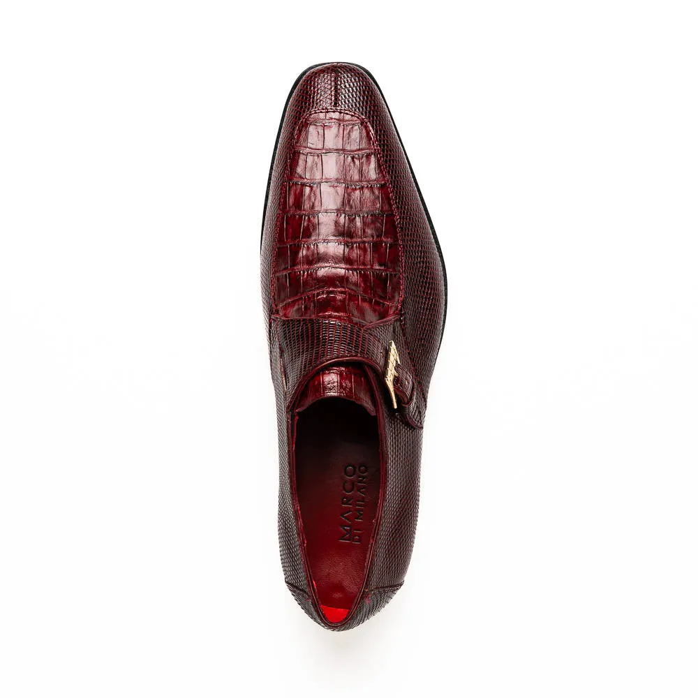 Marco Di Milano Toluca Men's Shoes Exotic Lizard / Crocodile Single Monk-Strap Loafers (MDM1126)