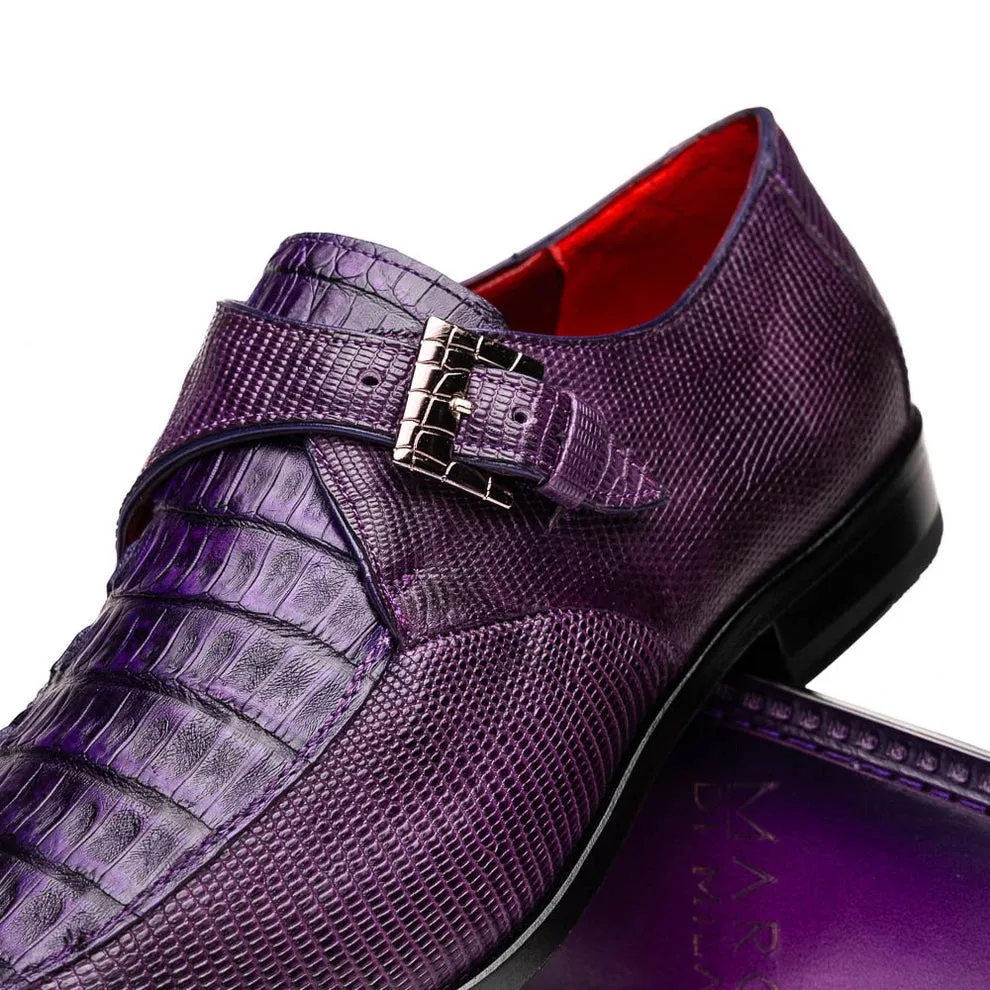 Marco Di Milano Toluca Men's Shoes Exotic Lizard / Crocodile Single Monk-Strap Loafers (MDM1126)