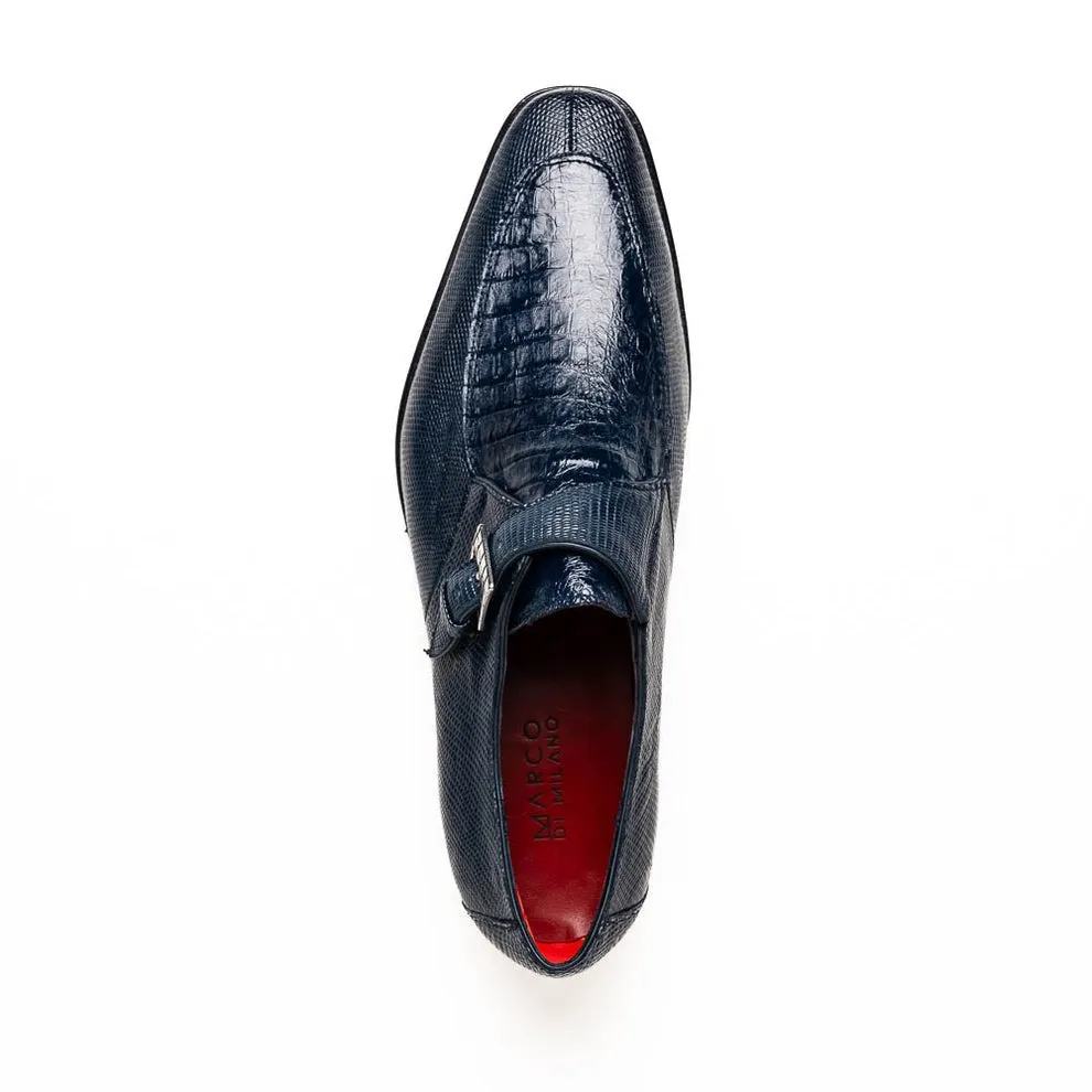 Marco Di Milano Toluca Men's Shoes Exotic Lizard / Crocodile Single Monk-Strap Loafers (MDM1126)
