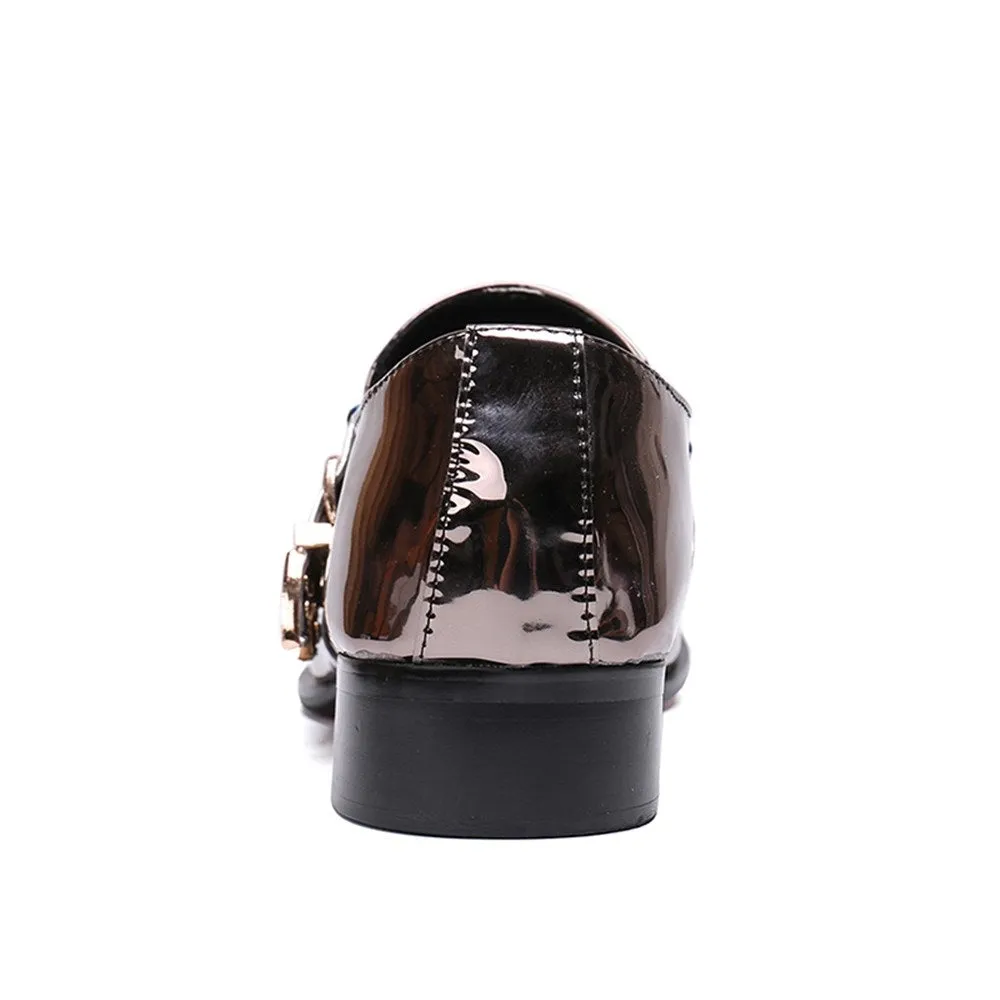 Men Patent Slip On Monk Strap Oxford Shoes