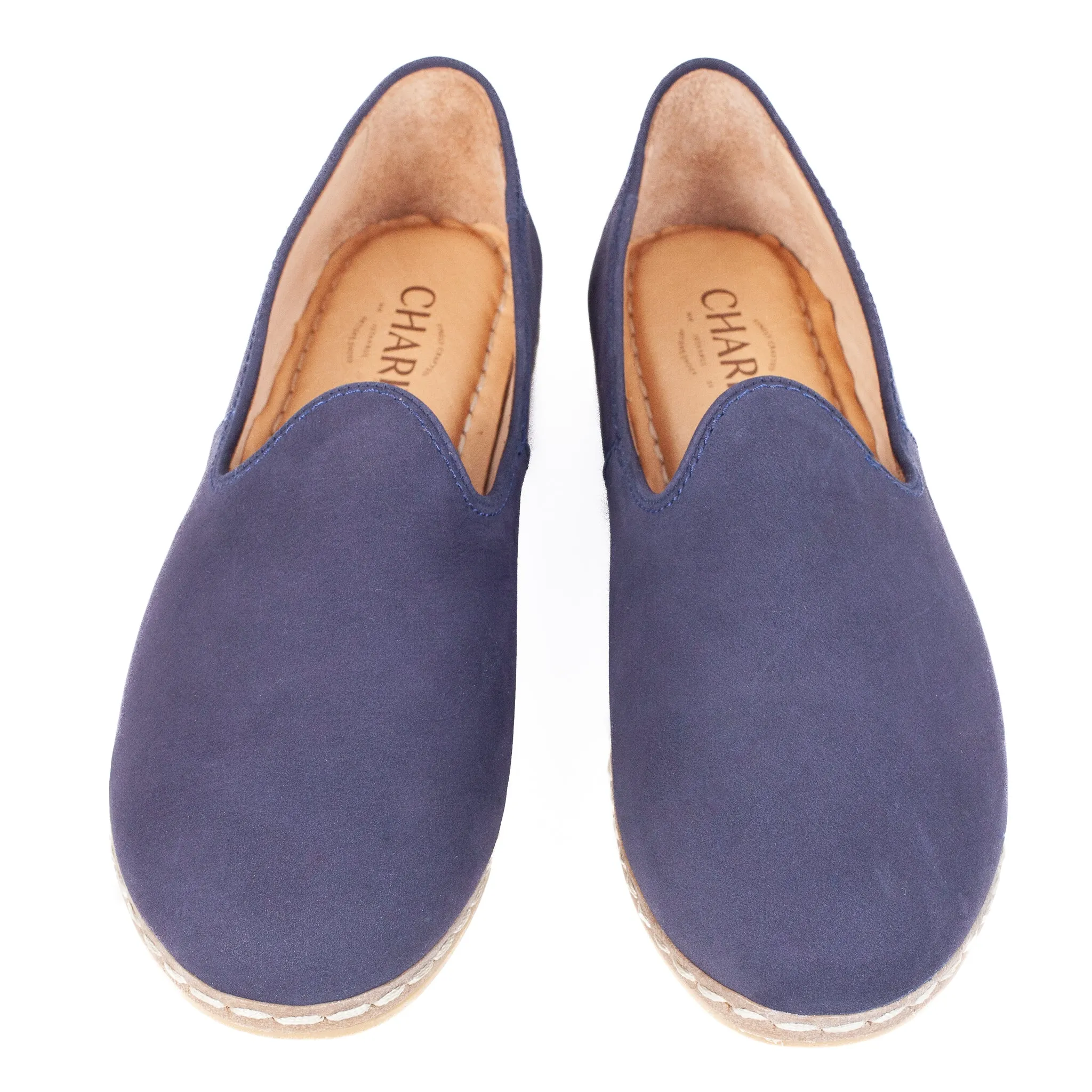 Navy Nubuck Slip Ons for Men