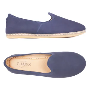 Navy Nubuck Slip Ons for Men