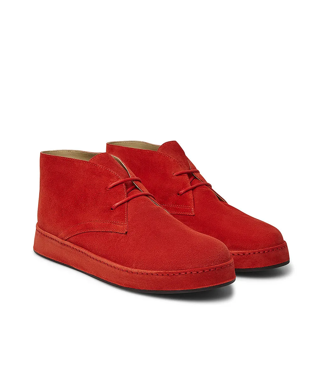 Red suede desert boots