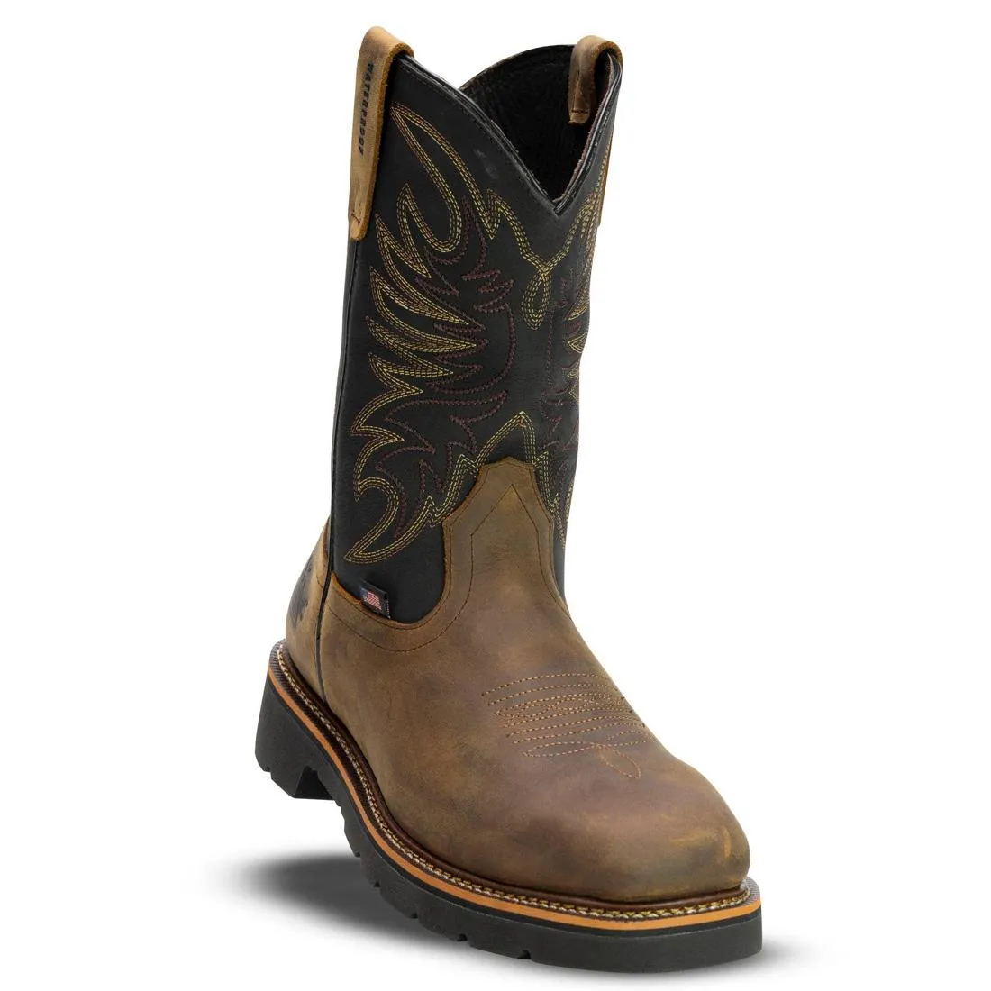 Square Toe WGTN 11" Steel Toe Waterproof Boot Crazy Horse Black