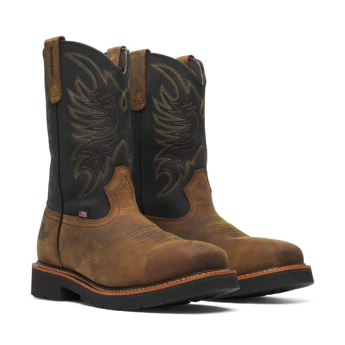 Square Toe WGTN 11" Steel Toe Waterproof Boot Crazy Horse Black