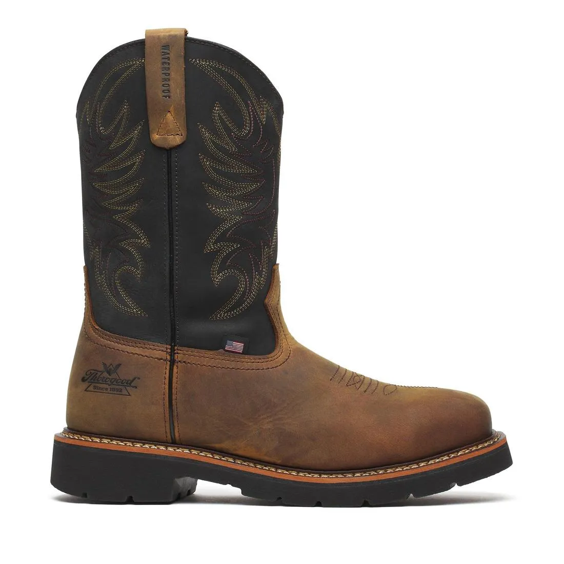 Square Toe WGTN 11" Steel Toe Waterproof Boot Crazy Horse Black