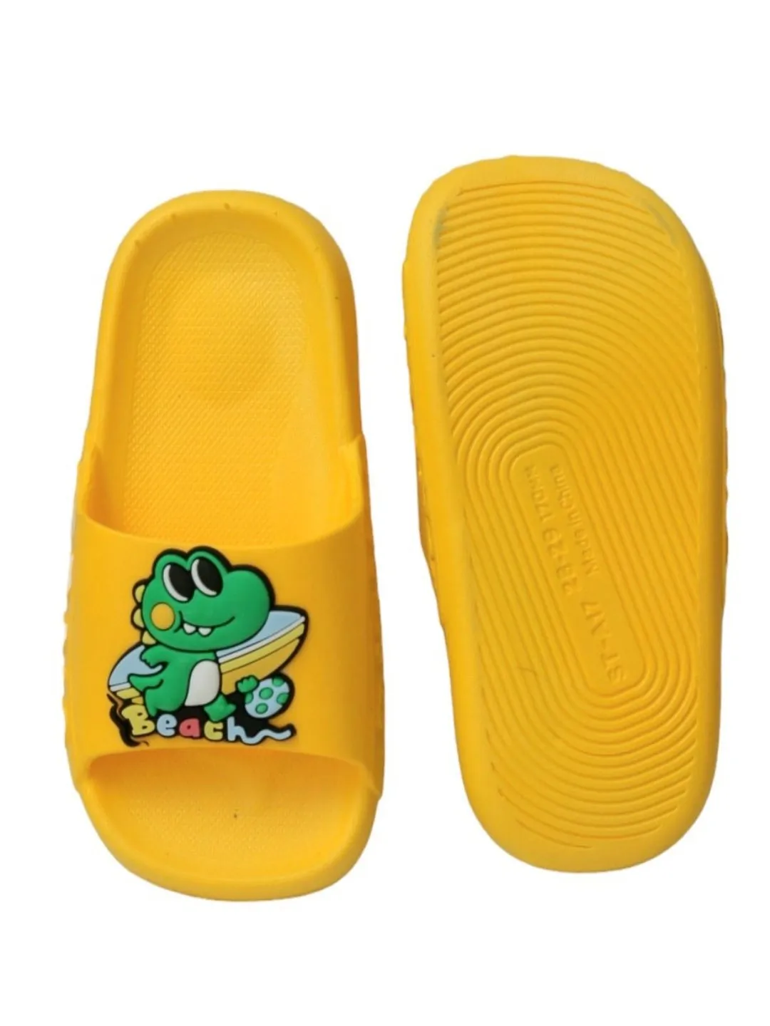 Sunny Yellow Beach Sliders with Fun Frog Design for Boys