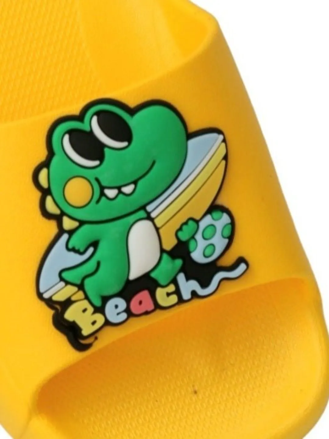 Sunny Yellow Beach Sliders with Fun Frog Design for Boys