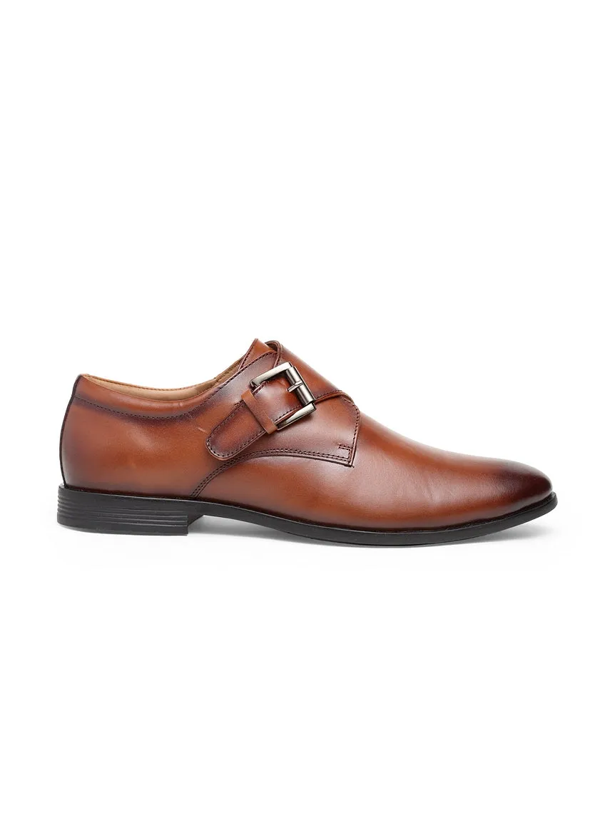Teakwood Men Wood Solid Genuine Leather Formal Single Strap Monks
