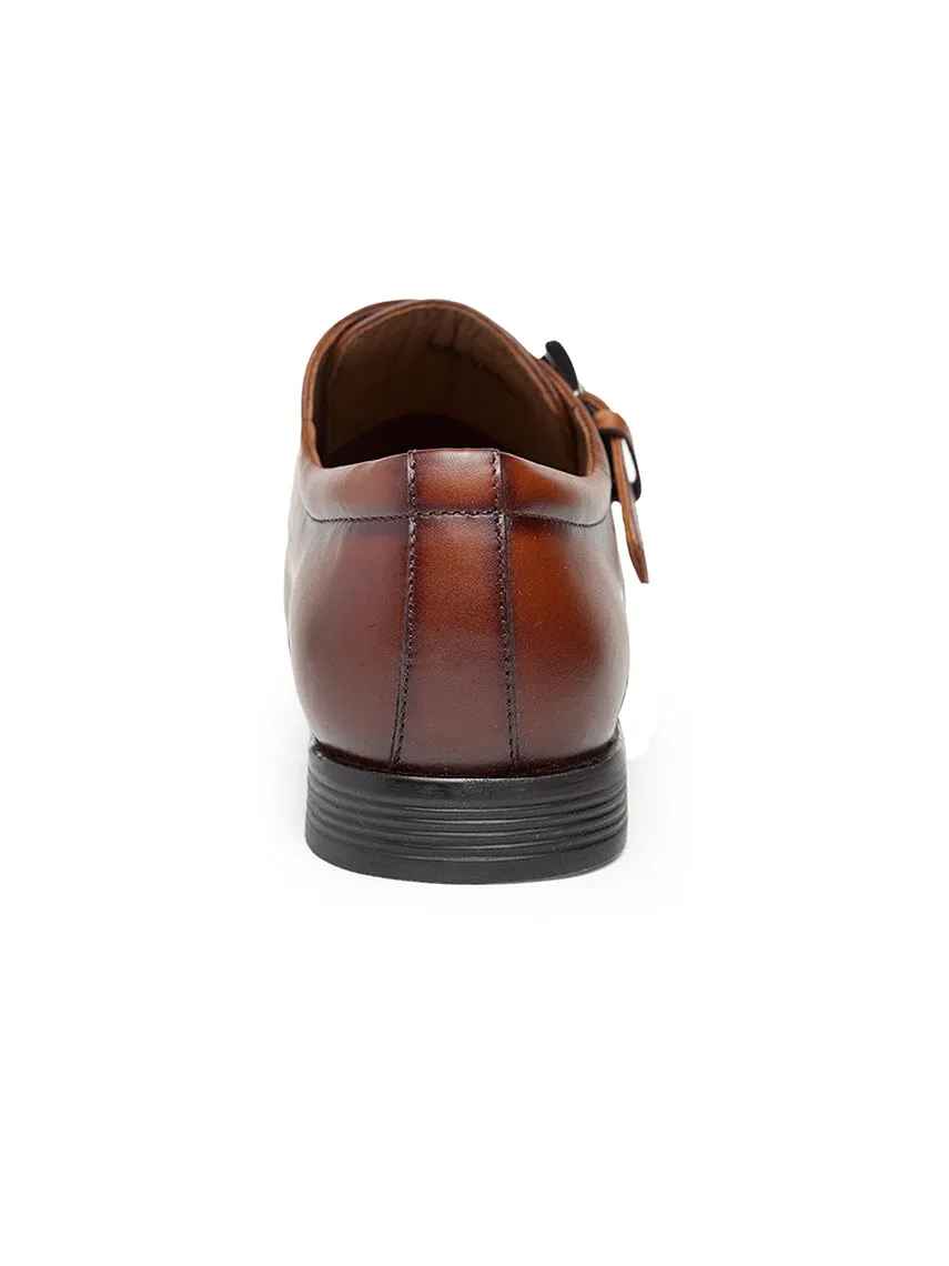 Teakwood Men Wood Solid Genuine Leather Formal Single Strap Monks