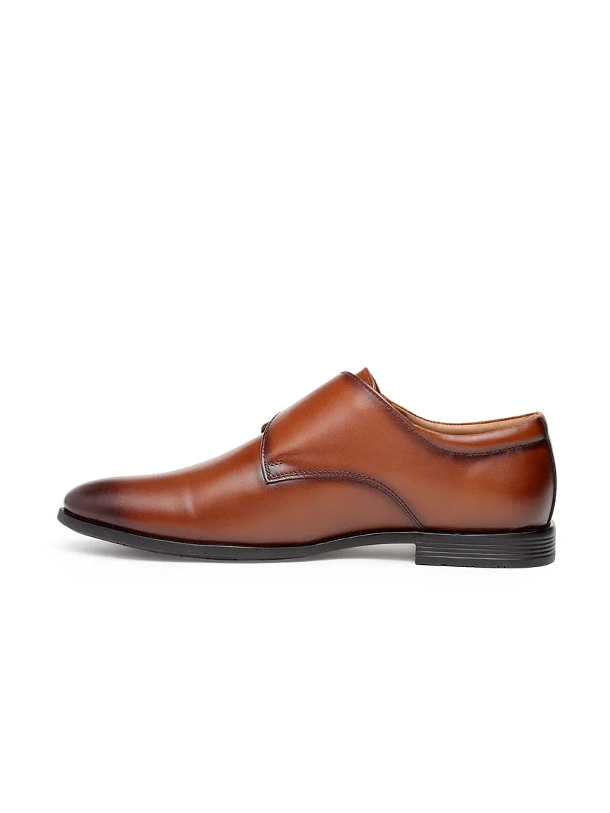 Teakwood Men Wood Solid Genuine Leather Formal Single Strap Monks