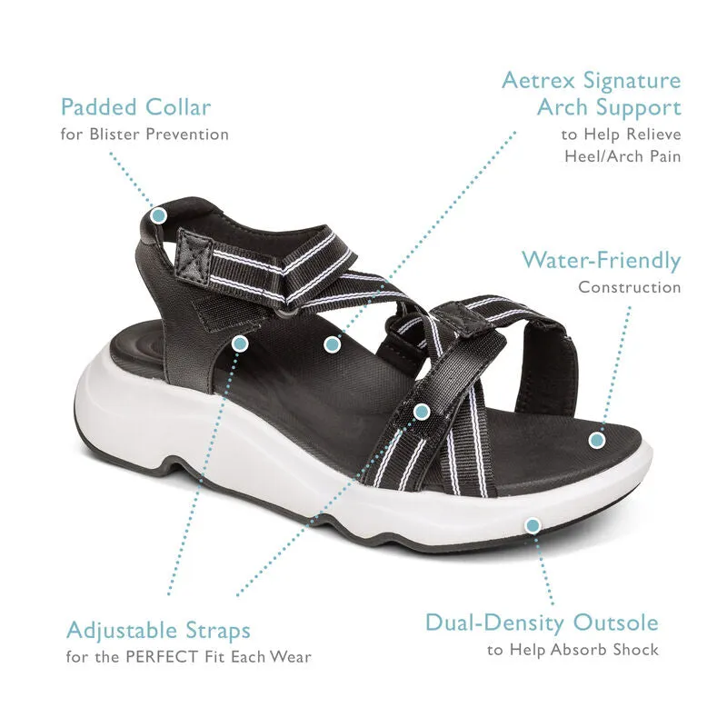 WOMEN'S AETREX MARZ ADJUSTABLE SPORT SANDAL | BLACK